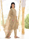 Tortilla Brown Georgette Chikankari Stitched Suit Set with Patch & Zari Work