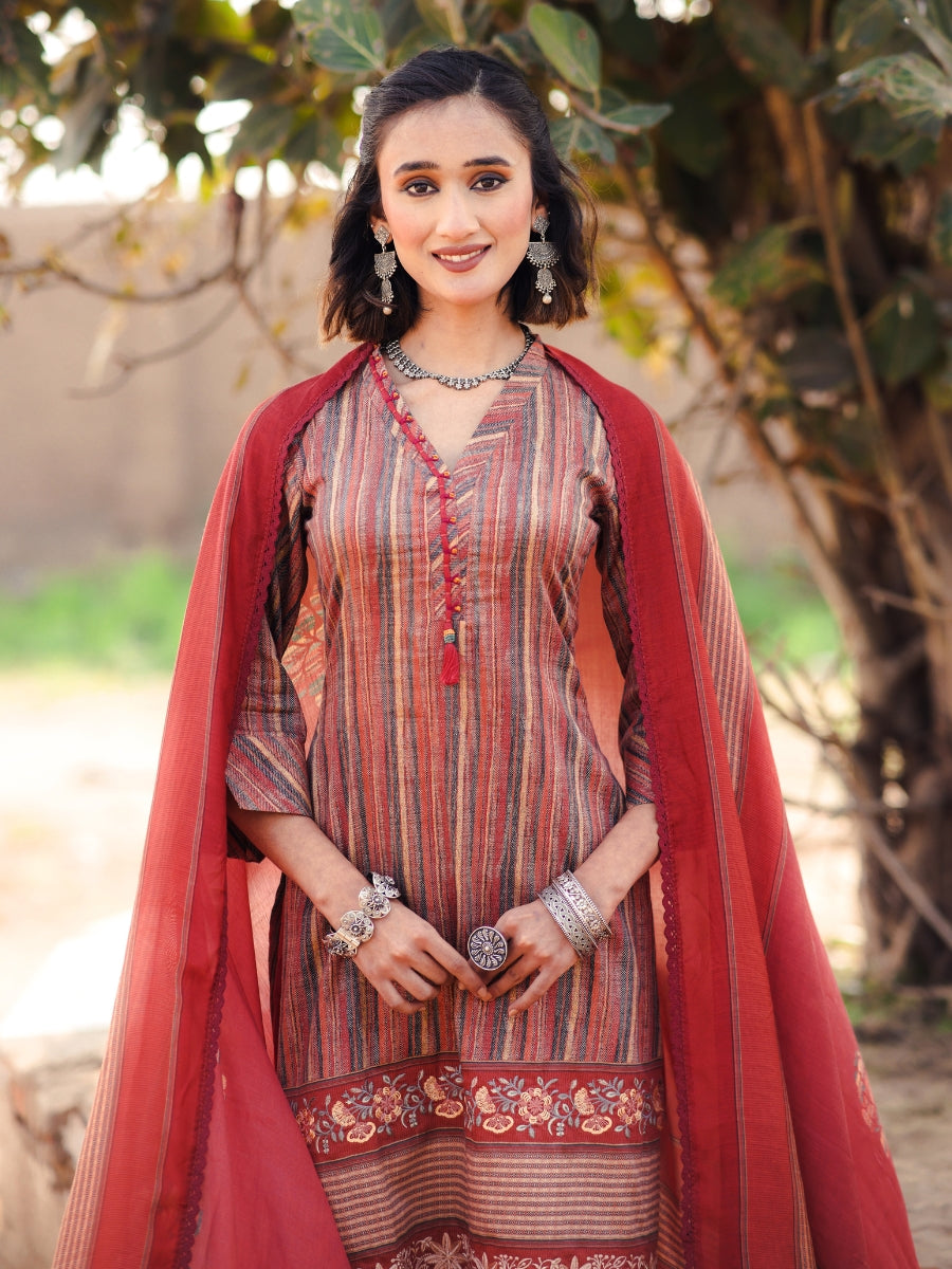Red Latest Churidar Neck Designs Suit at Rs 5670/piece in