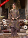 Plum Printed Tissue Organza Stitched Suit Set with Zari and Intricate Embroidery