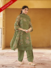 Green Organza Printed & Sequin-Embroidered Stitched Suit Set