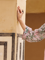 Pink Organza Printed & Sequin-Embroidered Unstitched Suit Set