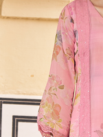 Blush Pink Organza Printed & Sequin-Embroidered Unstitched Suit Set