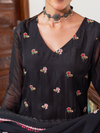 Black Organza Unstitched Suit Multi-Thread Embroidery & Bottom Work