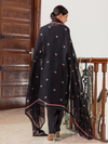 Black Organza Unstitched Suit Multi-Thread Embroidery & Bottom Work