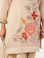 Cream Organza Patchwork Unstitched Suit Set