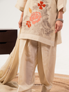 Cream Organza Patchwork Unstitched Suit Set