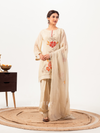 Cream Organza Patchwork Unstitched Suit Set