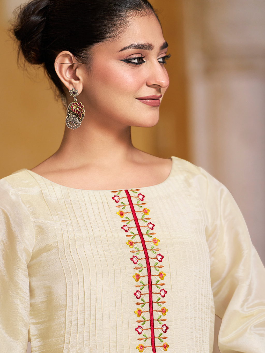 Tissue Silk Patchwork Stitched Suit Set