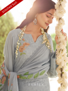 Grey Georgette Chikankari Stitched Suit Set with Patch & Zari Work
