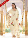 White Ivory Georgette Chikankari Stitched Suit Set with Patch & Zari Work
