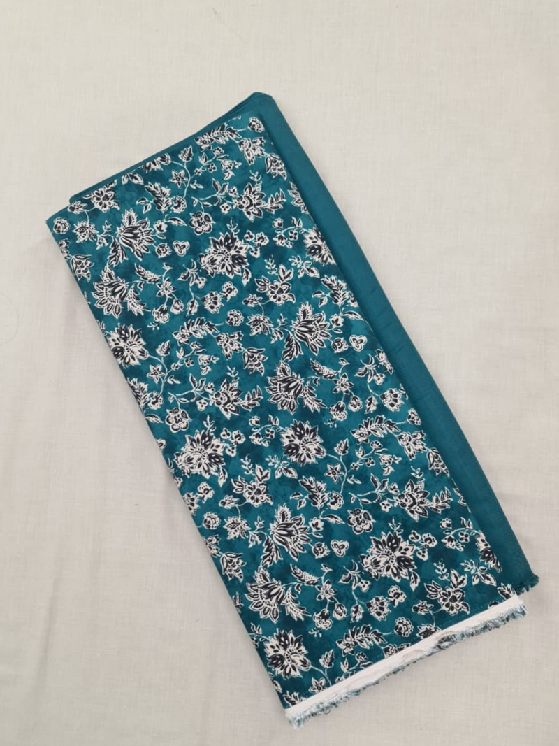 Teal Cottswool Matching Printed 2-Piece Suit Set