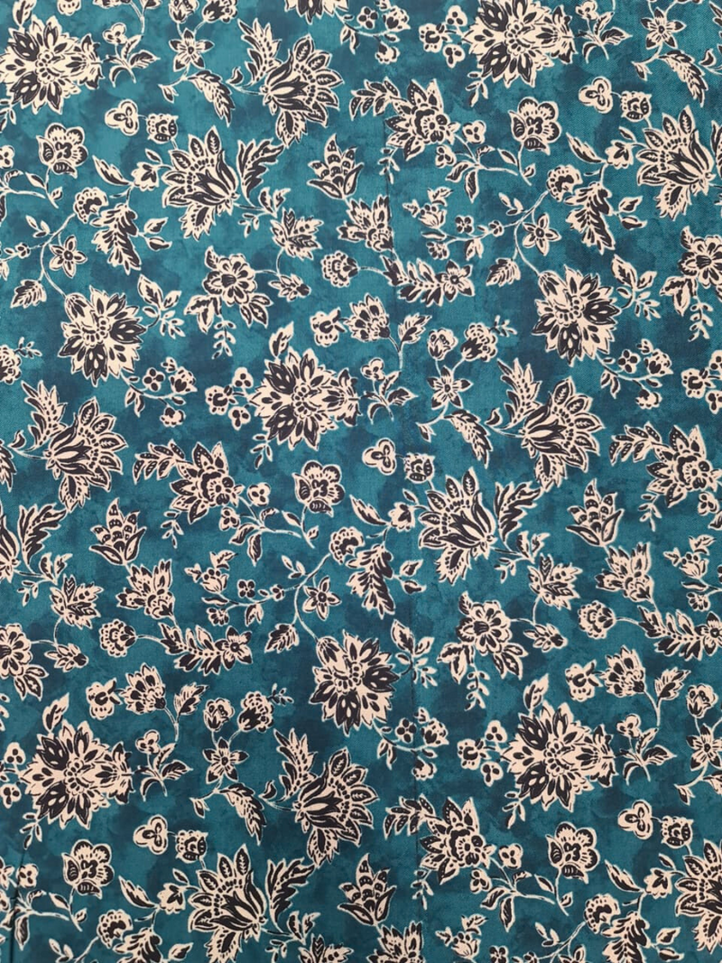 Teal Cottswool Matching Printed 2-Piece Suit Set