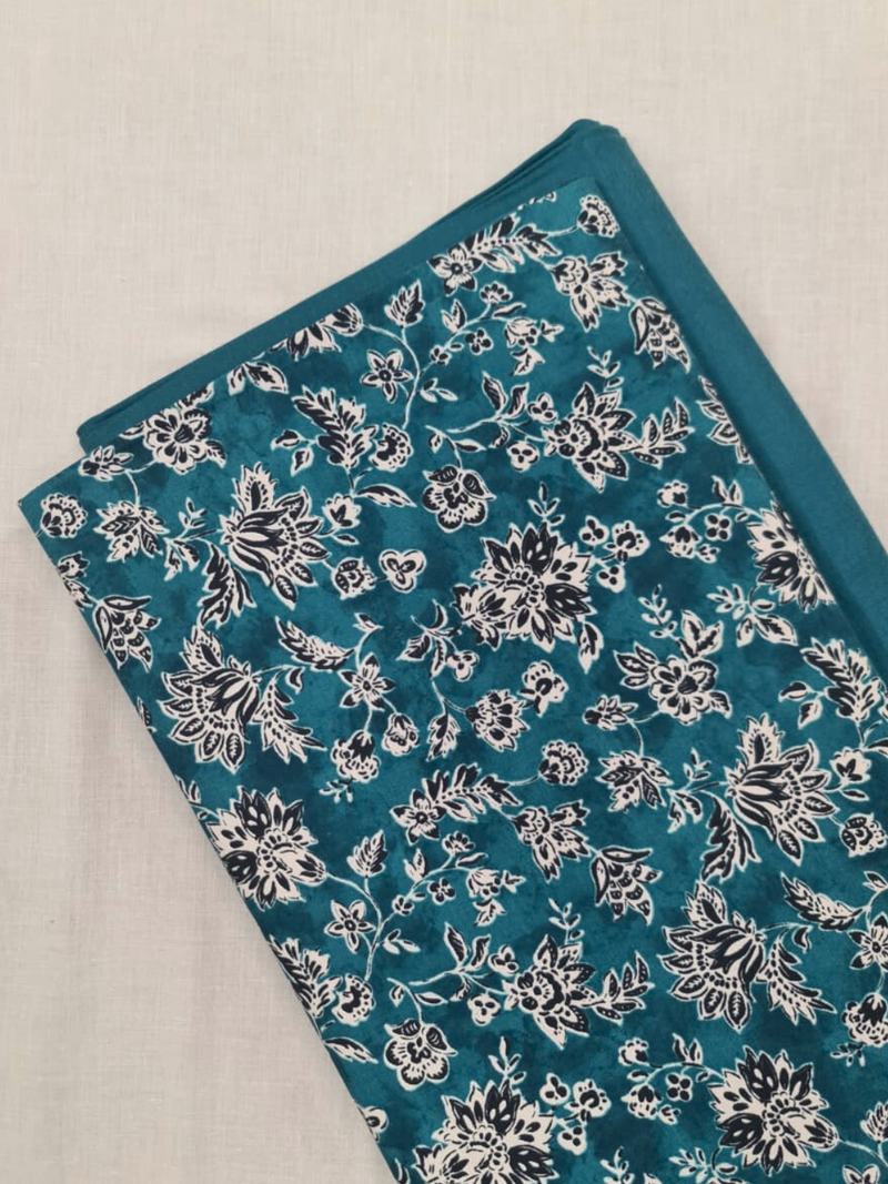 Teal Cottswool Matching Printed 2-Piece Suit Set