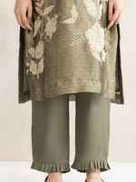 Royal Kanjivaram Jacquard Unstitched Suit Set With Patchwork & Handwork