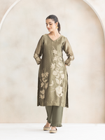 Royal Kanjivaram Jacquard Unstitched Suit Set With Patchwork & Handwork