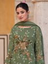Dark Green Sequins Embroidered Organza Party Wear Unstitched Suit Set