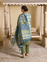 Olive Pashmina Embroidered Unstitched Suit Set with Shawl