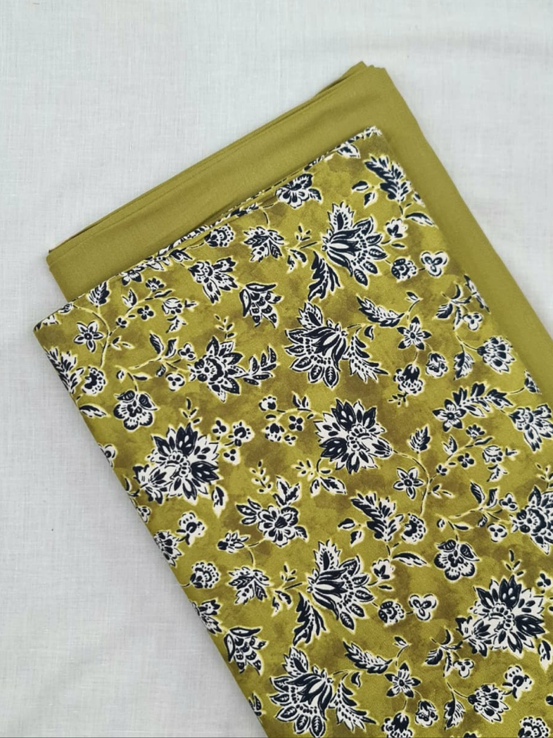Mustard Cottswool Matching Printed 2-Piece Suit Set