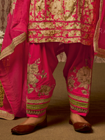 Pink Cottswool Embroidered Unstitched Suit Set with Bottom Work