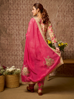 Pink Cottswool Embroidered Unstitched Suit Set with Bottom Work
