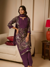 Mauve Pashmina Unstitched Suit Set with Shawl Dupatta