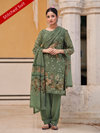 Dark Green Sequins Embroidered Organza Party Wear Stitched Suit Set