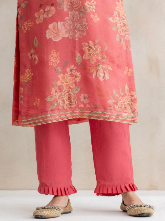 Pink Silk Stitched Suit Handwork & Patchwork with Aari