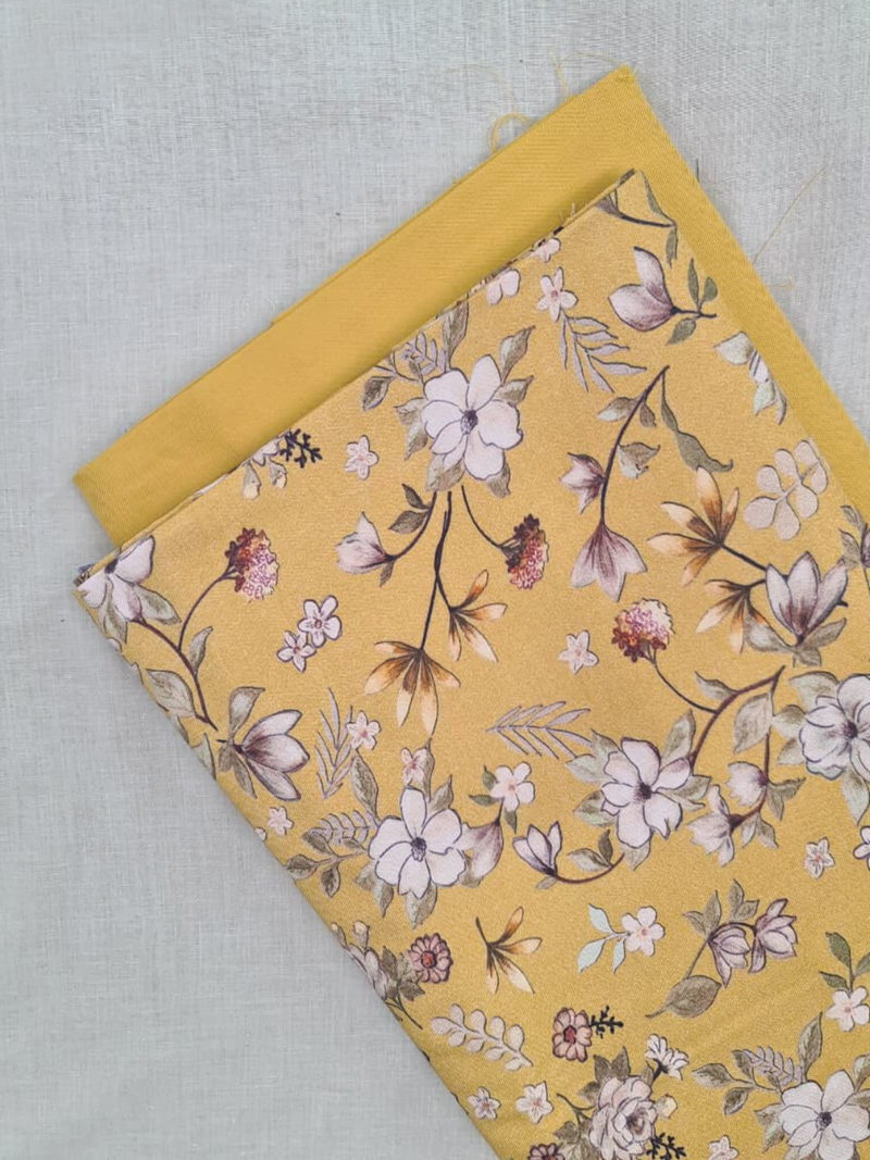 Yellow Cottswool Matching Printed 2-Piece Suit Set