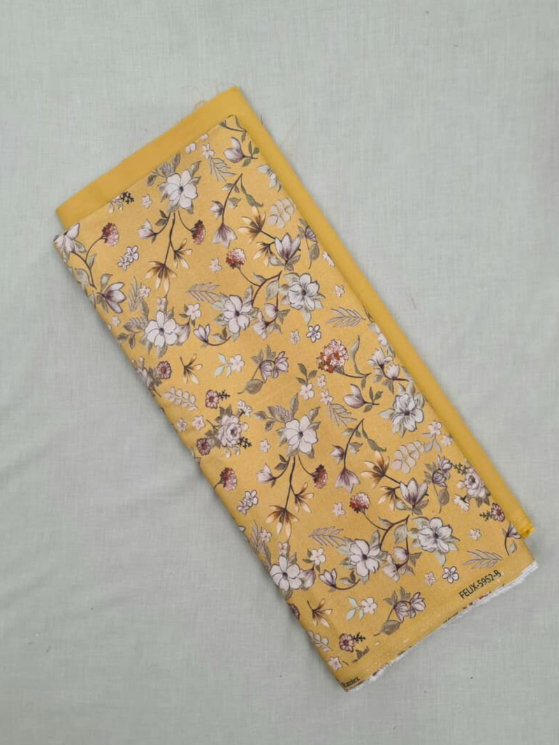 Yellow Cottswool Matching Printed 2-Piece Suit Set