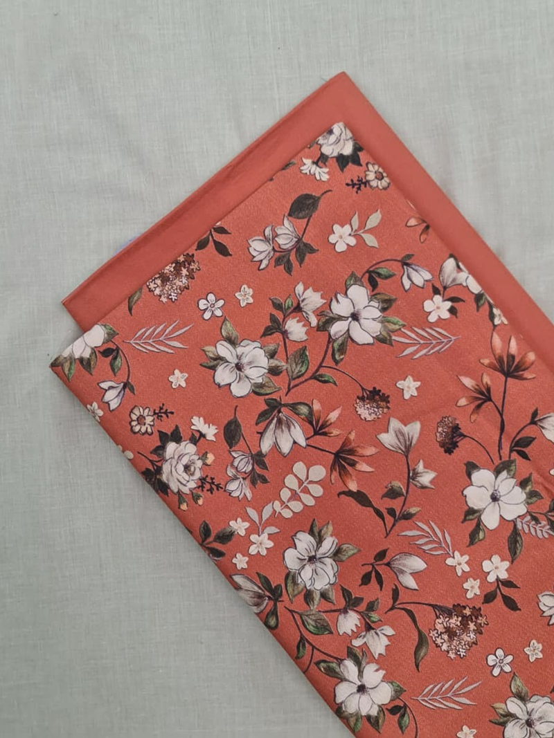 Deep Orange Cottswool Matching Printed 2-Piece Suit Set