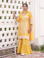 Sun-Glow Embroidered Heavy Organza Party Wear Unstitched Suit Set