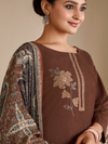 Moocha Corduroy Printed Patch & Hand Work Unstitched Suit Set