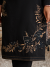 Black Corduroy Printed Hand-Embroidered Unstitched Suit Set