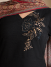 Black Corduroy Printed Hand-Embroidered Unstitched Suit Set