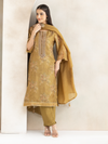 Deep Gold Silk Party Wear Unstitched Suit Set with Heavy Handwork & Aari