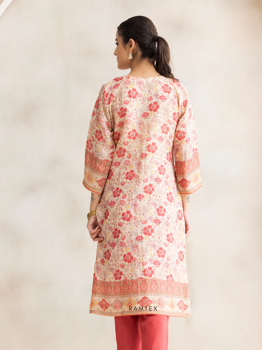 Pink Silk Printed Stitched Suit Set with Hand & Aari work