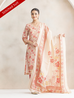 Pink Silk Printed Stitched Suit Set with Hand & Aari work