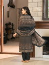 Black Kashmiri Print Winter Wear Unstitched Suit Set with Shawl