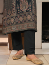 Black Kashmiri Print Winter Wear Unstitched Suit Set with Shawl