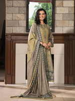 Olive Dusk Kashmiri Print Winter Wear Unstitched Suit Set with Shawl