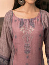 Dusky Pink Kashmiri Print Winter Wear Unstitched Suit Set with Shawl