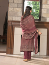Royal Ruby Kashmiri Print Winter Wear Unstitched Suit Set with Shawl