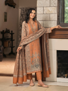 Tangerine Kashmiri Print Winter Wear Unstitched Suit Set with Shawl