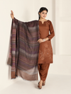 Rust Pure Wool Hand-Embroidered Unstitched Suit Set