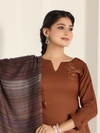 Rust Pure Wool Hand-Embroidered Unstitched Suit Set