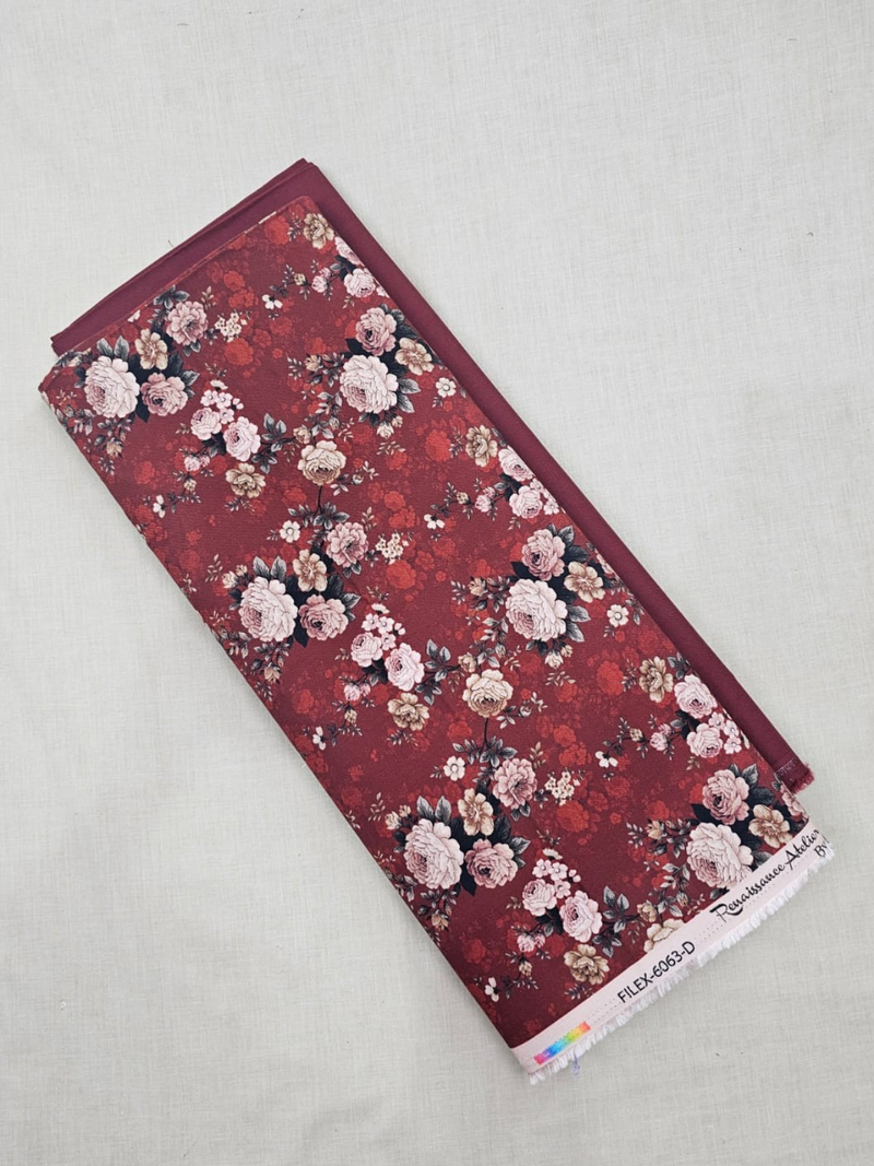 Maroon Cottswool Matching Printed 2-Piece Suit Set