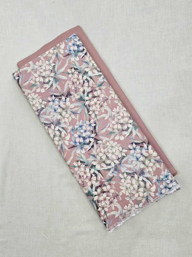 Light Peach Cottswool Matching Printed 2-Piece Suit Set