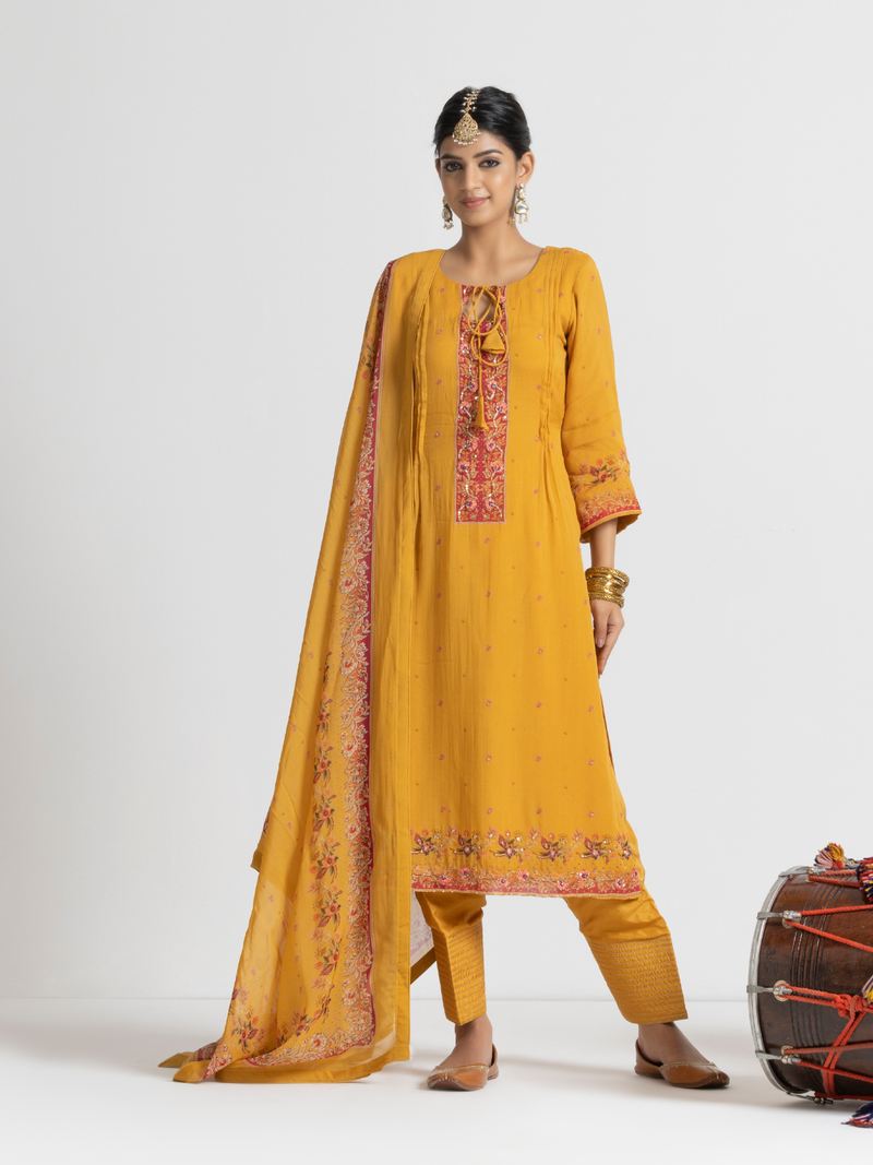 Maharani Printed Organza Embroidered Unstitched Suit Set