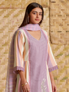 Lavender Cotton Multi Print & Embroidered Unstitched Suit Set