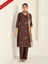 Deep Mocha Pure Wool Hand-Embroidered Stitched Suit Set
